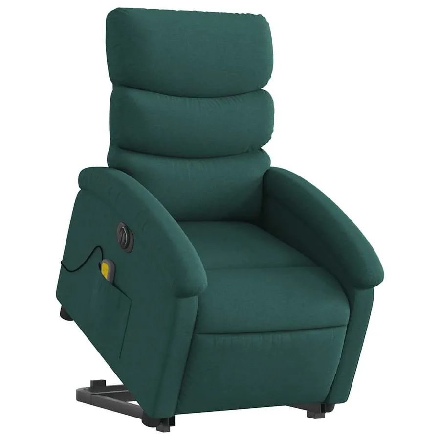 Fauteuil inclinable de massage électrique Vert foncé Tissu - 3