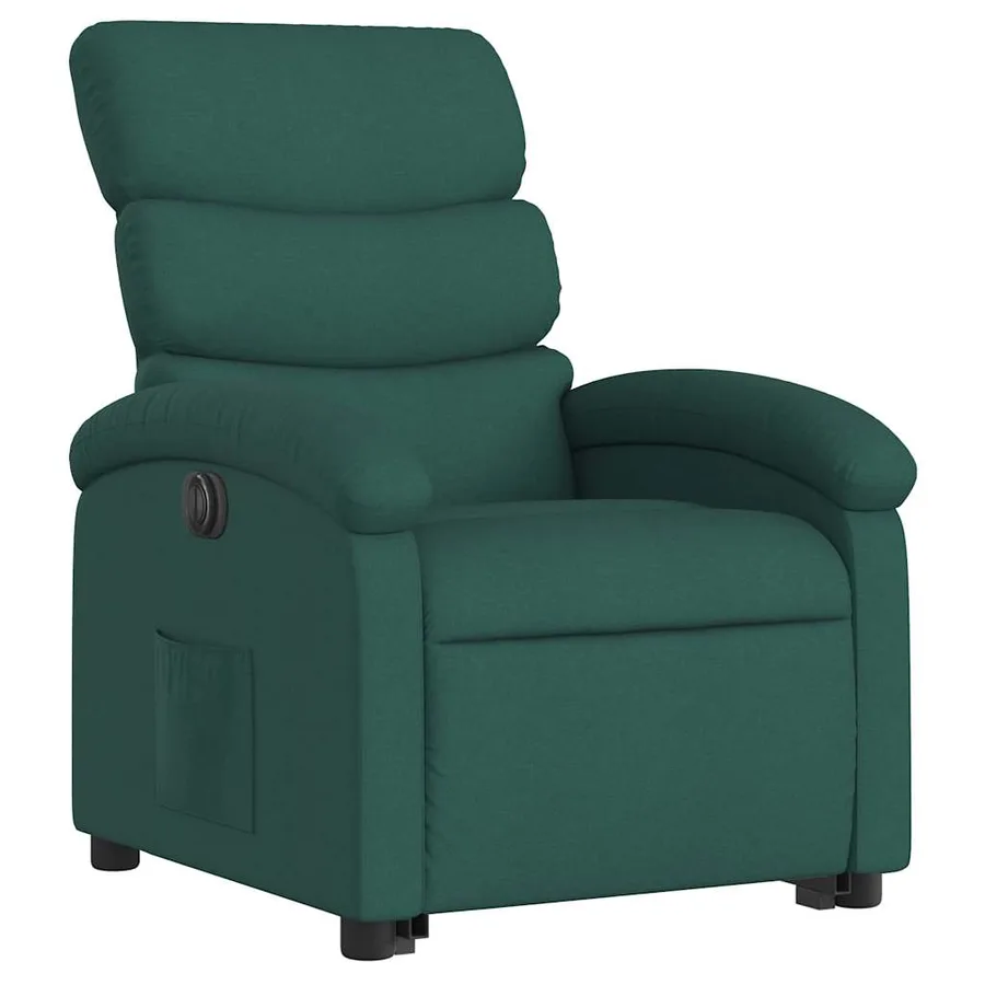 Fauteuil inclinable de massage électrique Vert foncé Tissu - 4