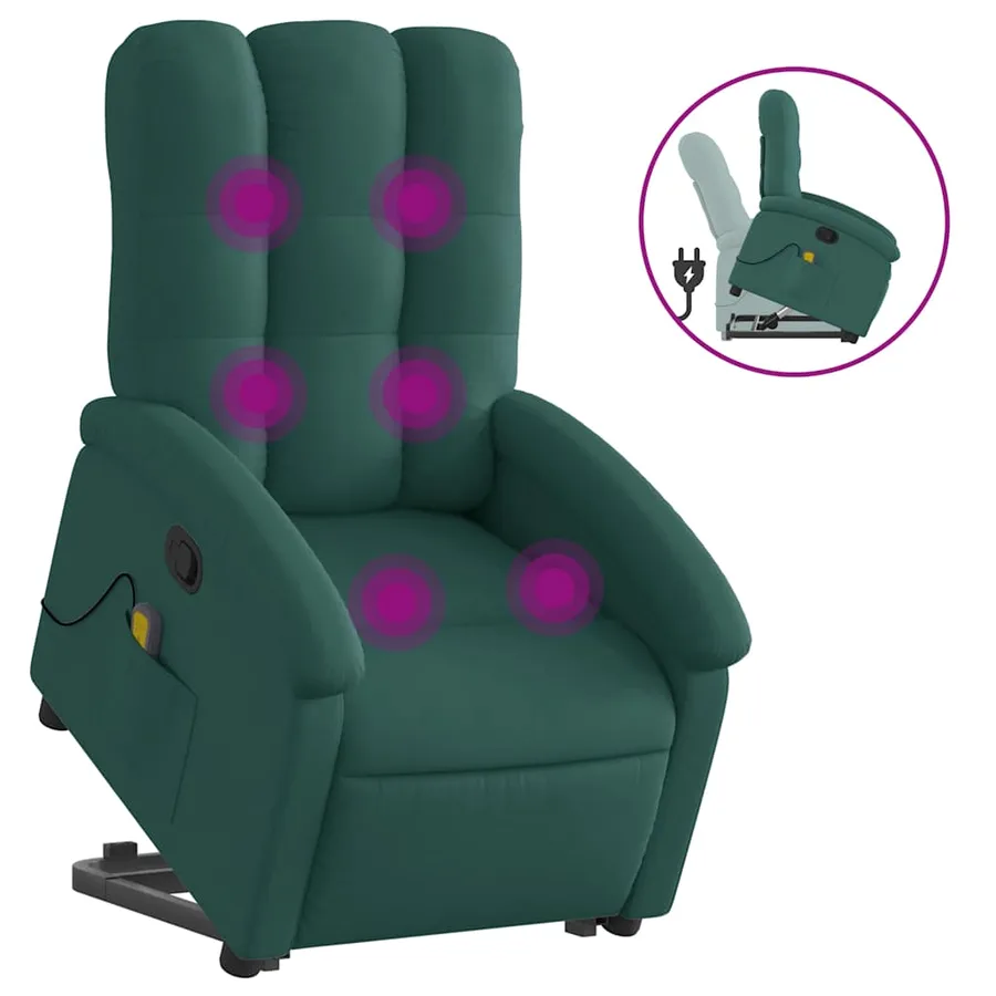 Fauteuil inclinable de massage Vert foncé Tissu - 2