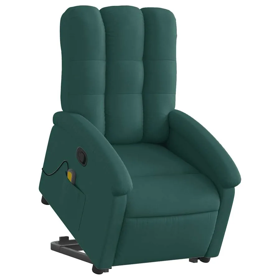 Fauteuil inclinable de massage Vert foncé Tissu - 3