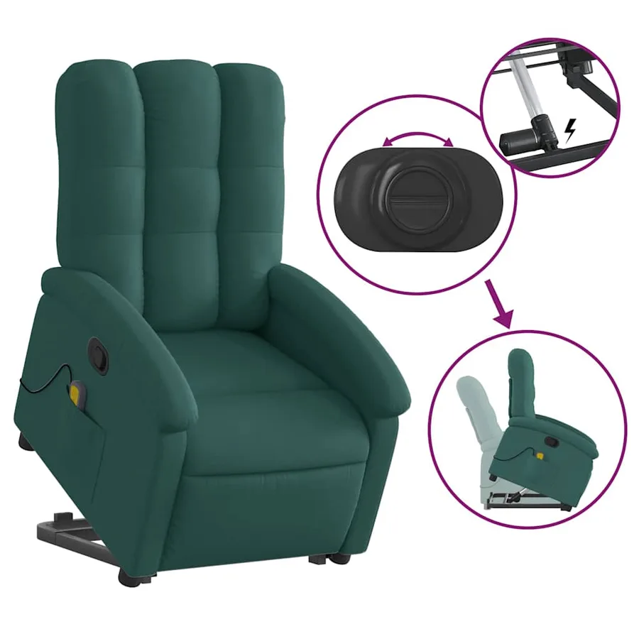 Fauteuil inclinable de massage Vert foncé Tissu - 6