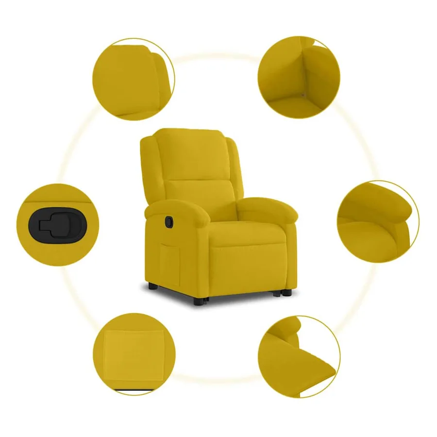 Fauteuil inclinable Jaune Velours - 8