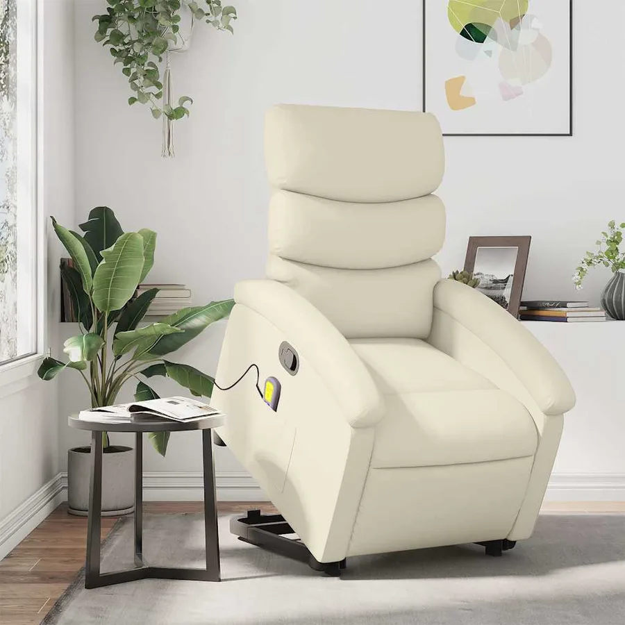 Fauteuil inclinable de massage Crème Similicuir - 15