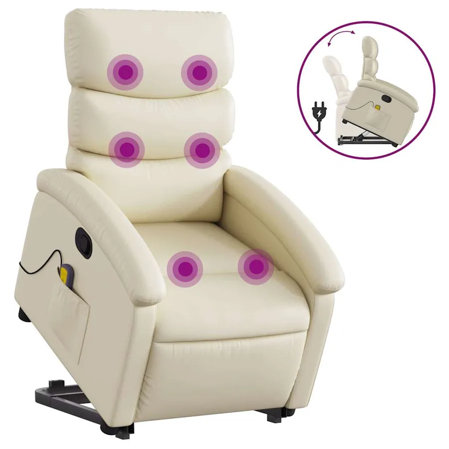 Fauteuil inclinable de massage Crème Similicuir - 2
