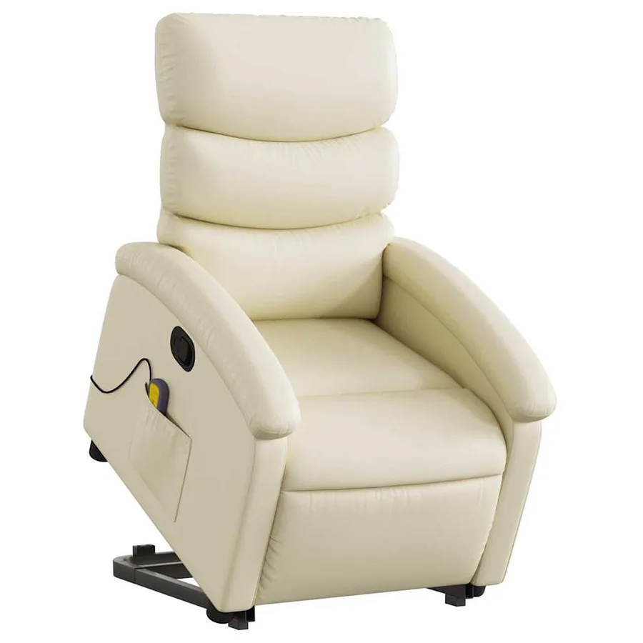 Fauteuil inclinable de massage Crème Similicuir - 3