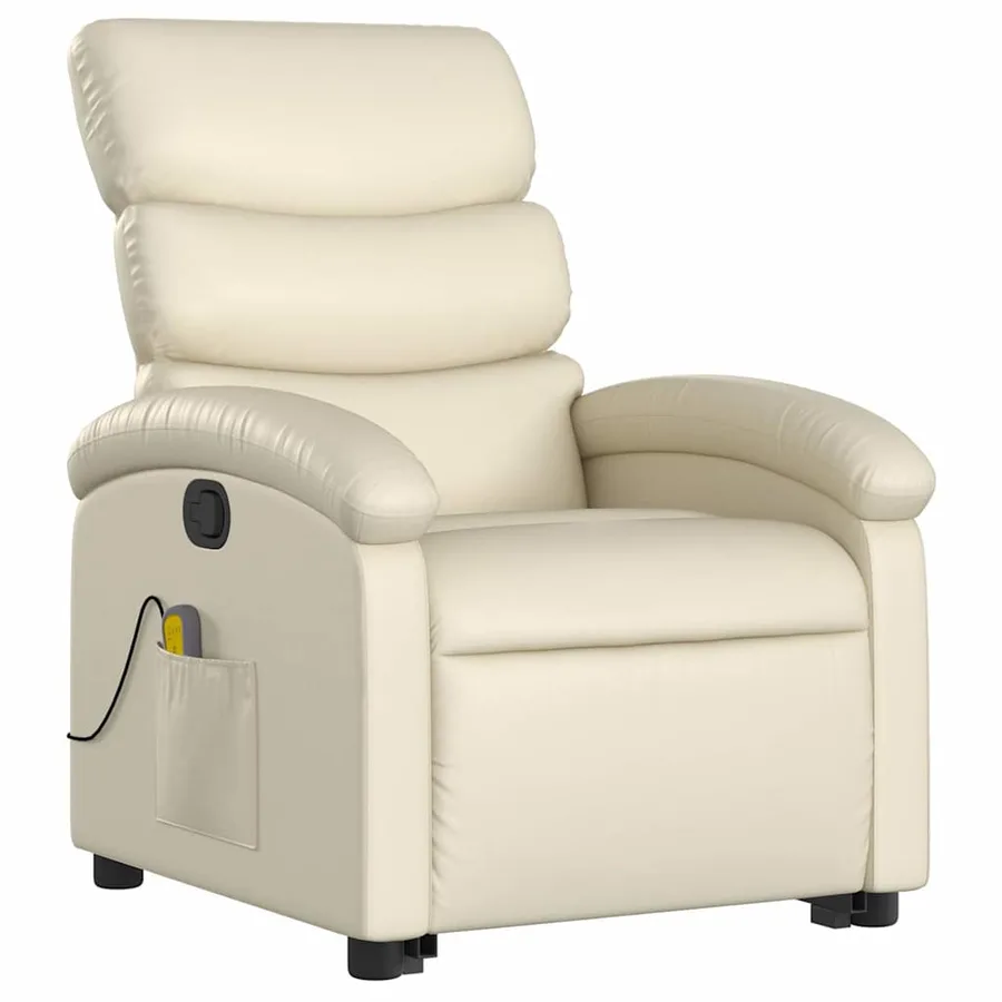 Fauteuil inclinable de massage Crème Similicuir - 4