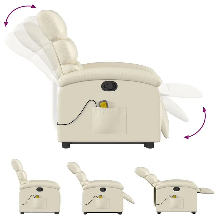 Fauteuil inclinable de massage Crème Similicuir - 7