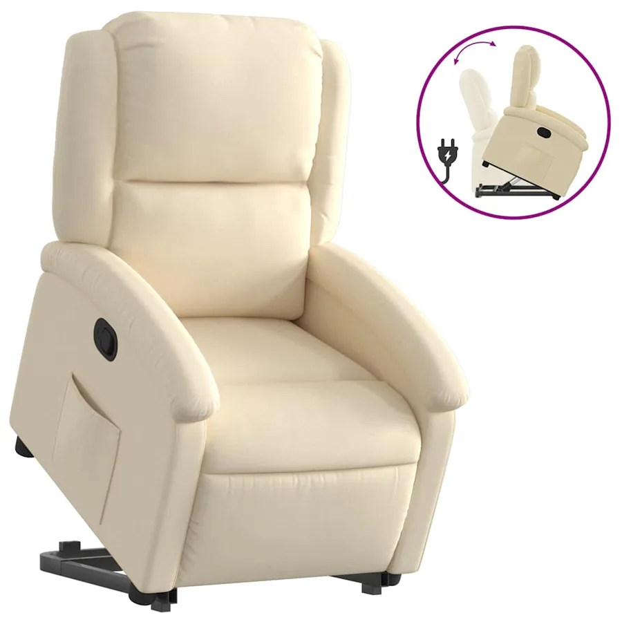 Fauteuil inclinable Crème Tissu - 2