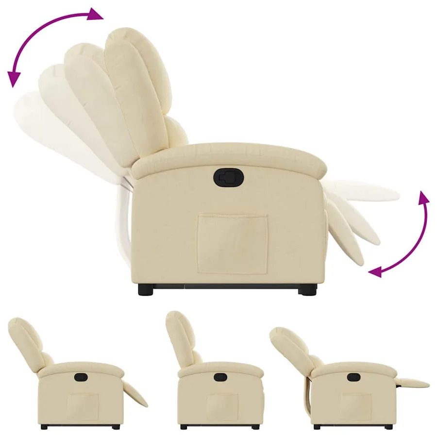 Fauteuil inclinable Crème Tissu - 7