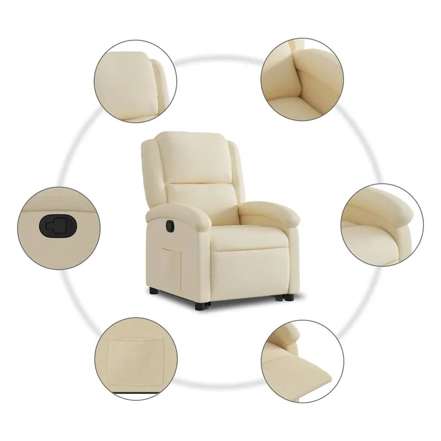 Fauteuil inclinable Crème Tissu - 8