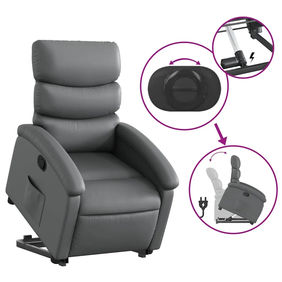 Fauteuil inclinable Gris Similicuir - 6