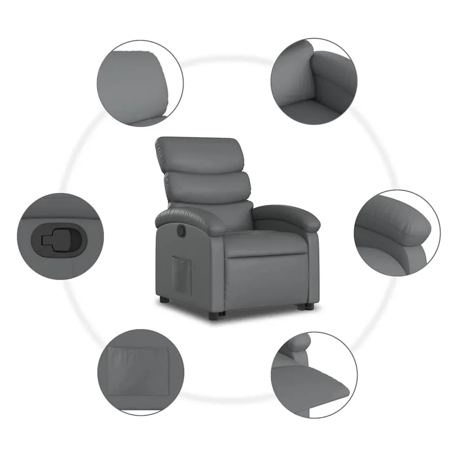 Fauteuil inclinable Gris Similicuir - 8