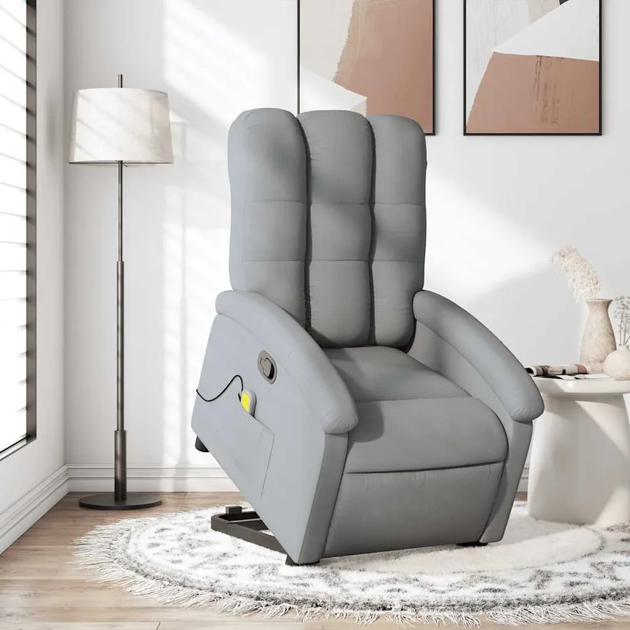 Fauteuil de massage inclinable Gris clair Tissu - 15