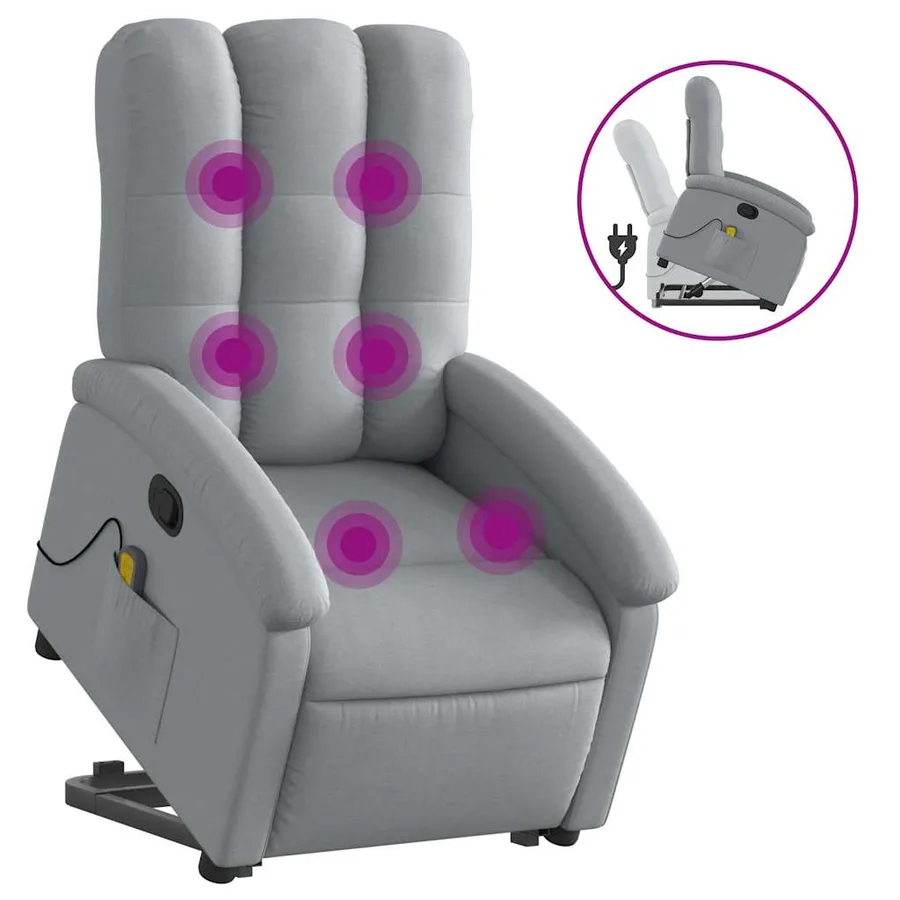 Fauteuil de massage inclinable Gris clair Tissu - 2