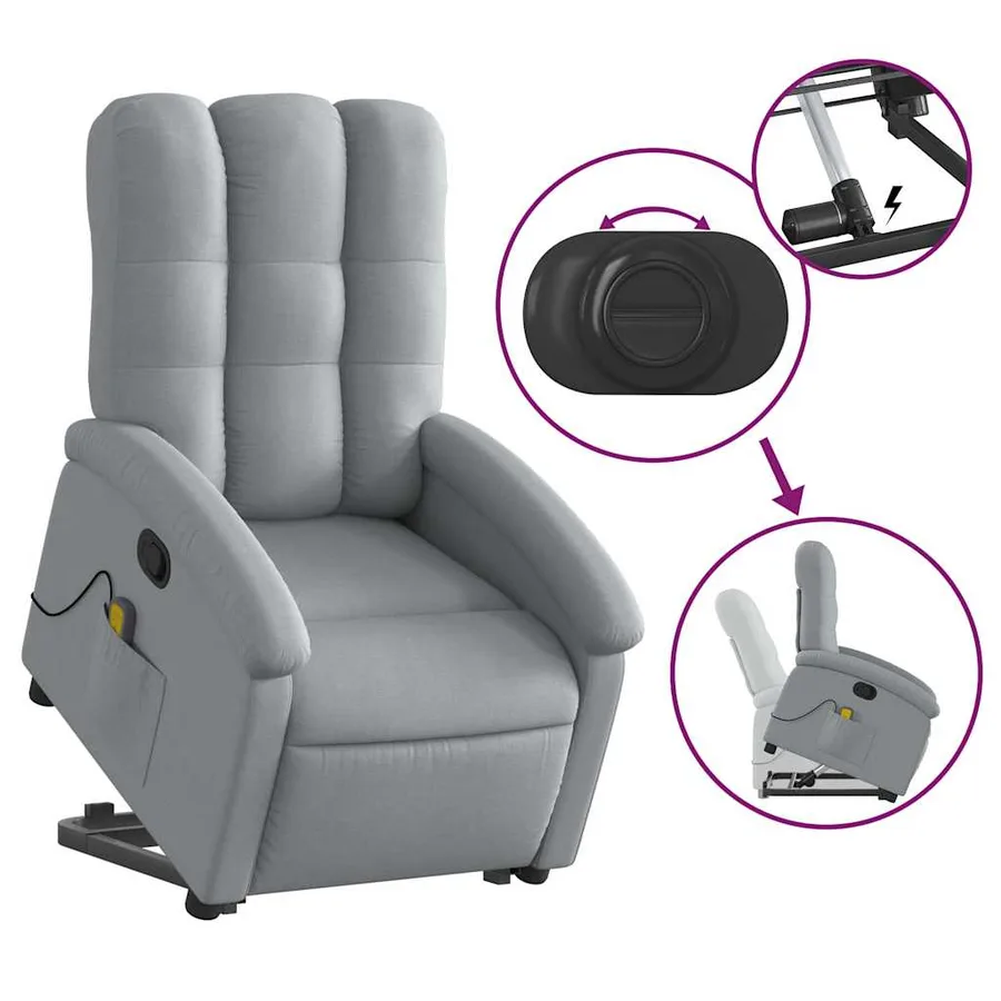 Fauteuil de massage inclinable Gris clair Tissu - 6