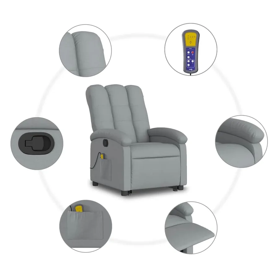 Fauteuil de massage inclinable Gris clair Tissu - 8
