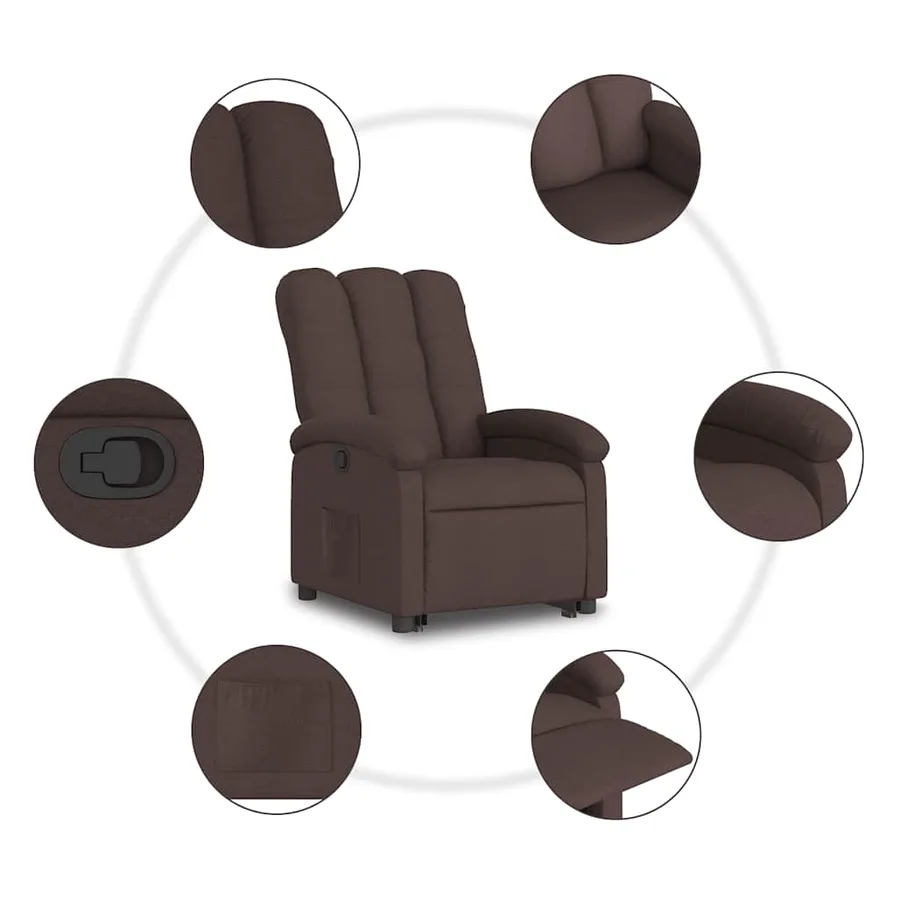 Fauteuil inclinable marron foncé tissu - 8