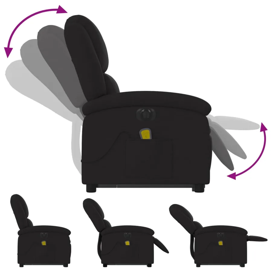 Fauteuil inclinable de massage électrique Noir Tissu - 7