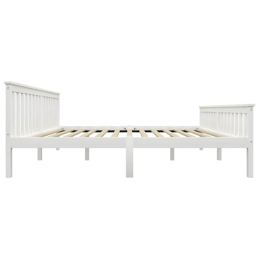 Cadre de lit sans matelas blanc bois massif de pin 180x200 cm - 4