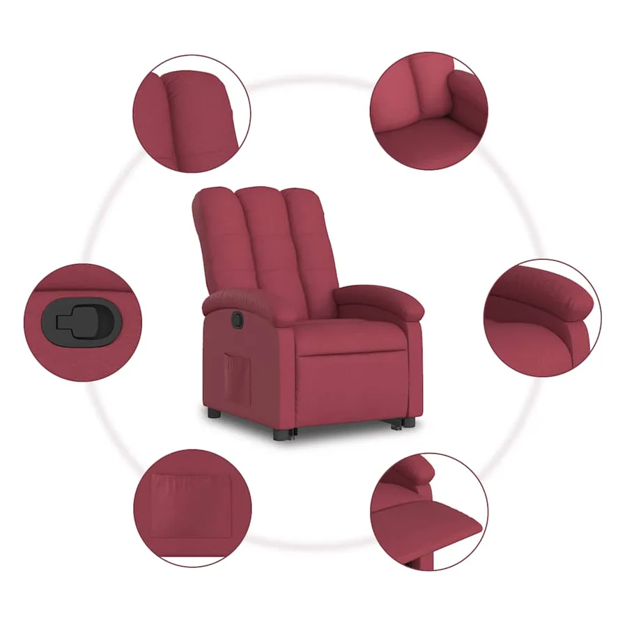 Fauteuil inclinable rouge bordeaux tissu - 8