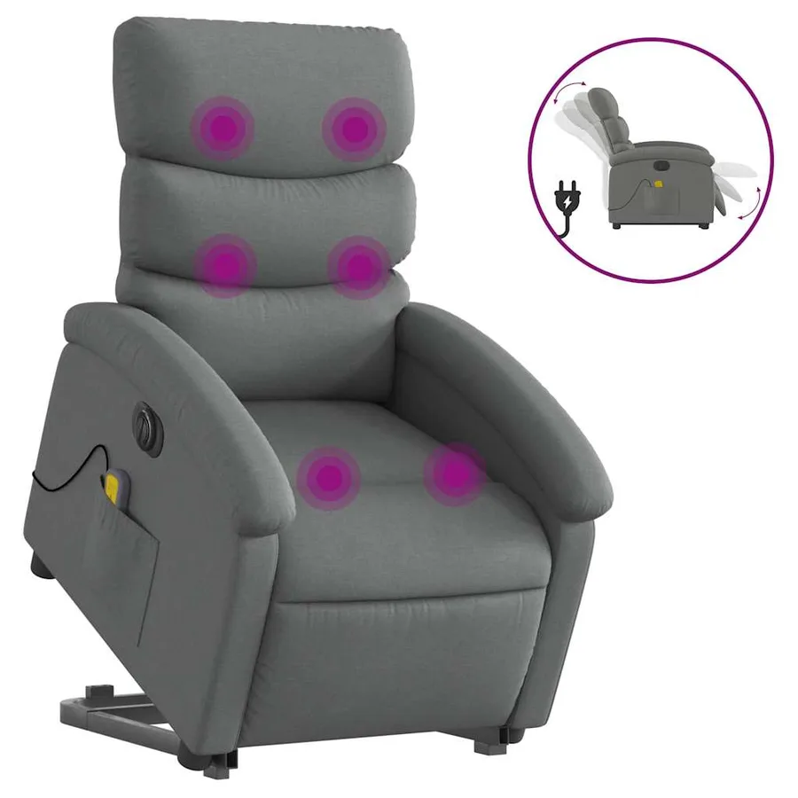 Fauteuil inclinable de massage électrique Gris foncé Tissu - 2
