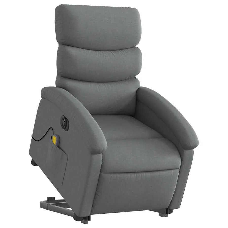 Fauteuil inclinable de massage électrique Gris foncé Tissu - 3