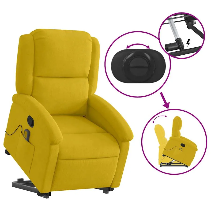 Fauteuil de massage inclinable Jaune Velours - 6