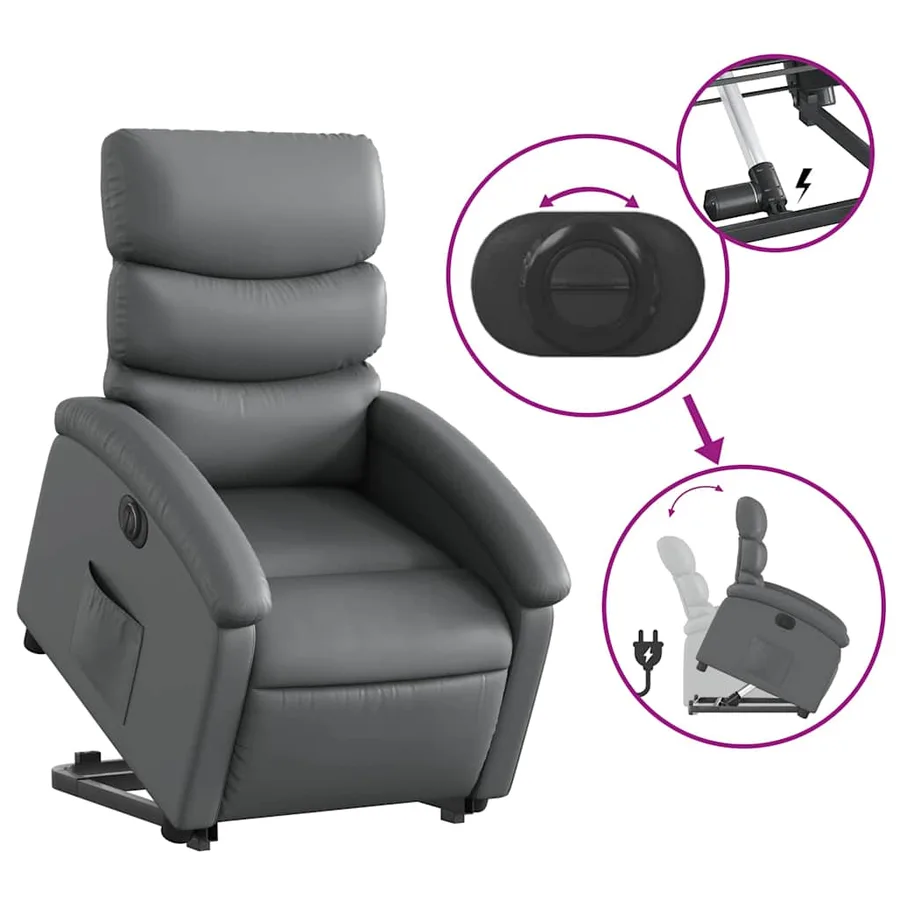 Fauteuil inclinable électrique gris similicuir - 11