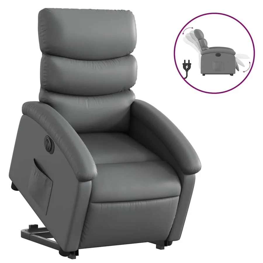 Fauteuil inclinable électrique gris similicuir - 2