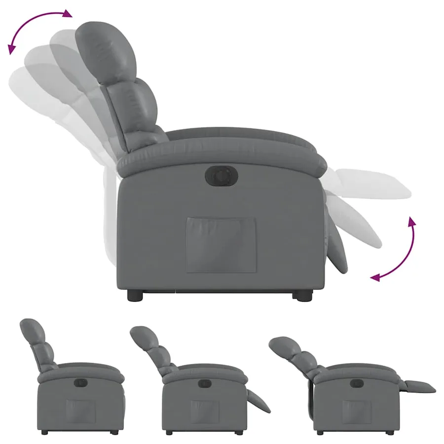 Fauteuil inclinable électrique gris similicuir - 7