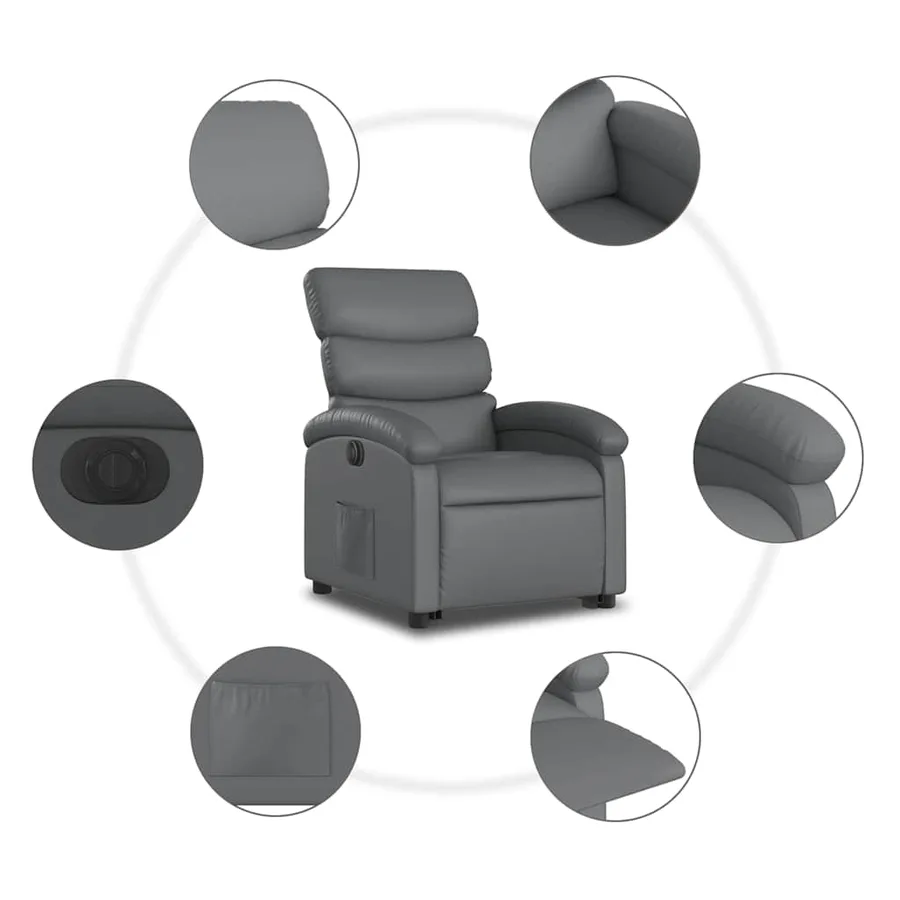 Fauteuil inclinable électrique gris similicuir - 8