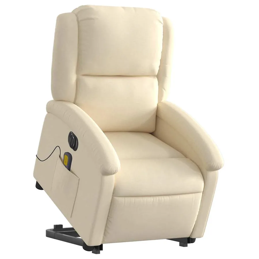Fauteuil inclinable de massage électrique Crème Tissu - 3