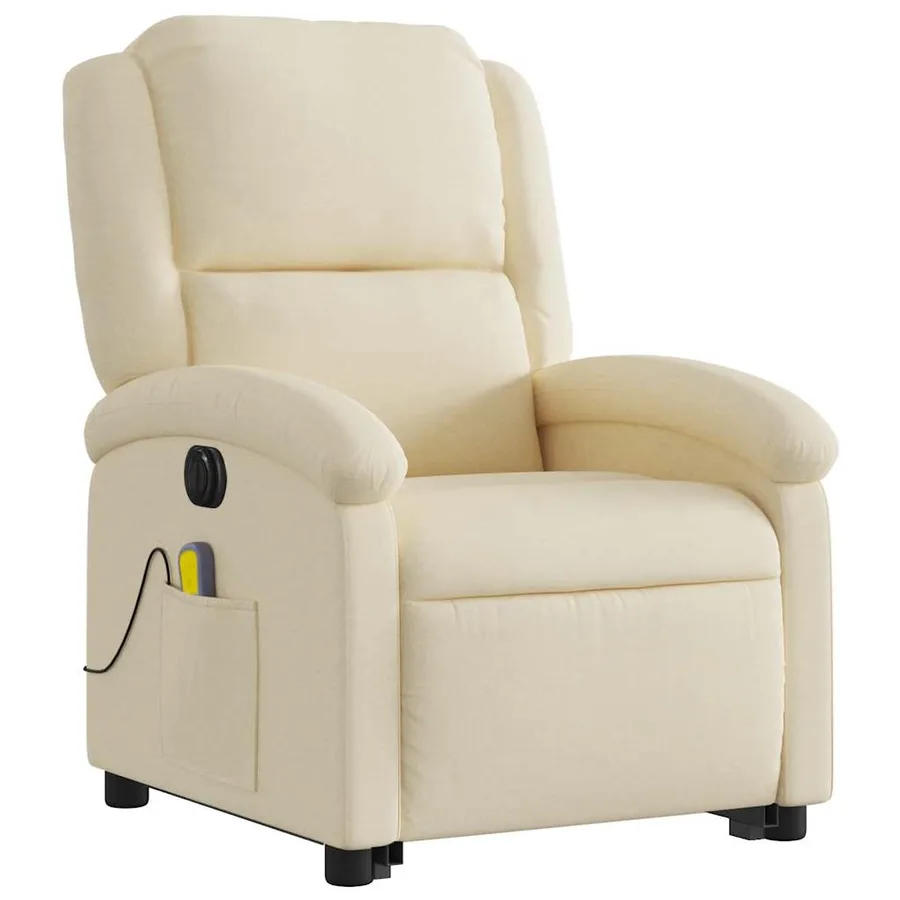 Fauteuil inclinable de massage électrique Crème Tissu - 4