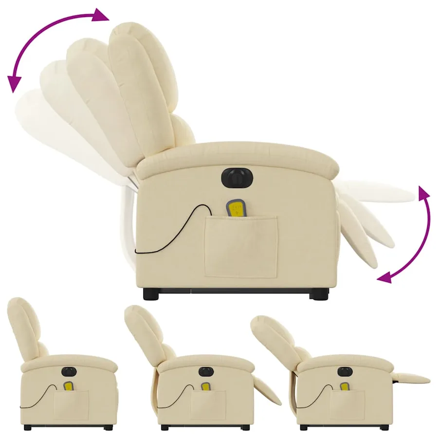 Fauteuil inclinable de massage électrique Crème Tissu - 7