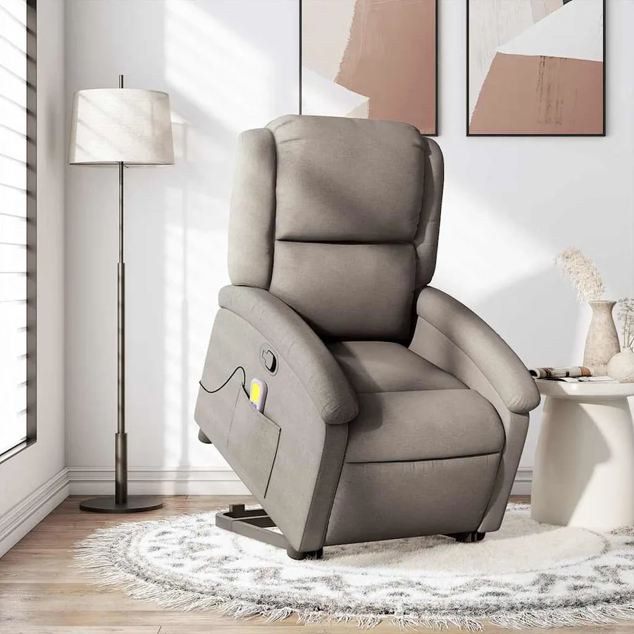 Fauteuil inclinable de massage Taupe Tissu - 15