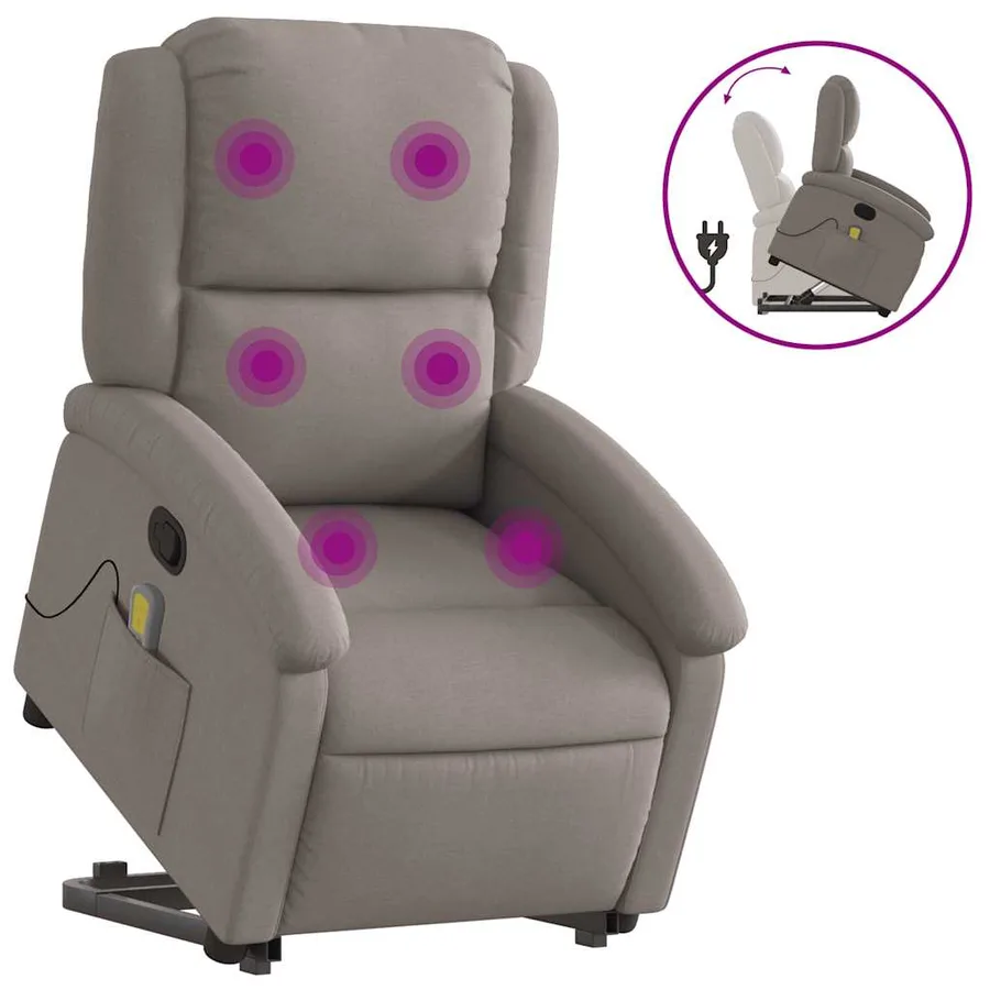 Fauteuil inclinable de massage Taupe Tissu - 2