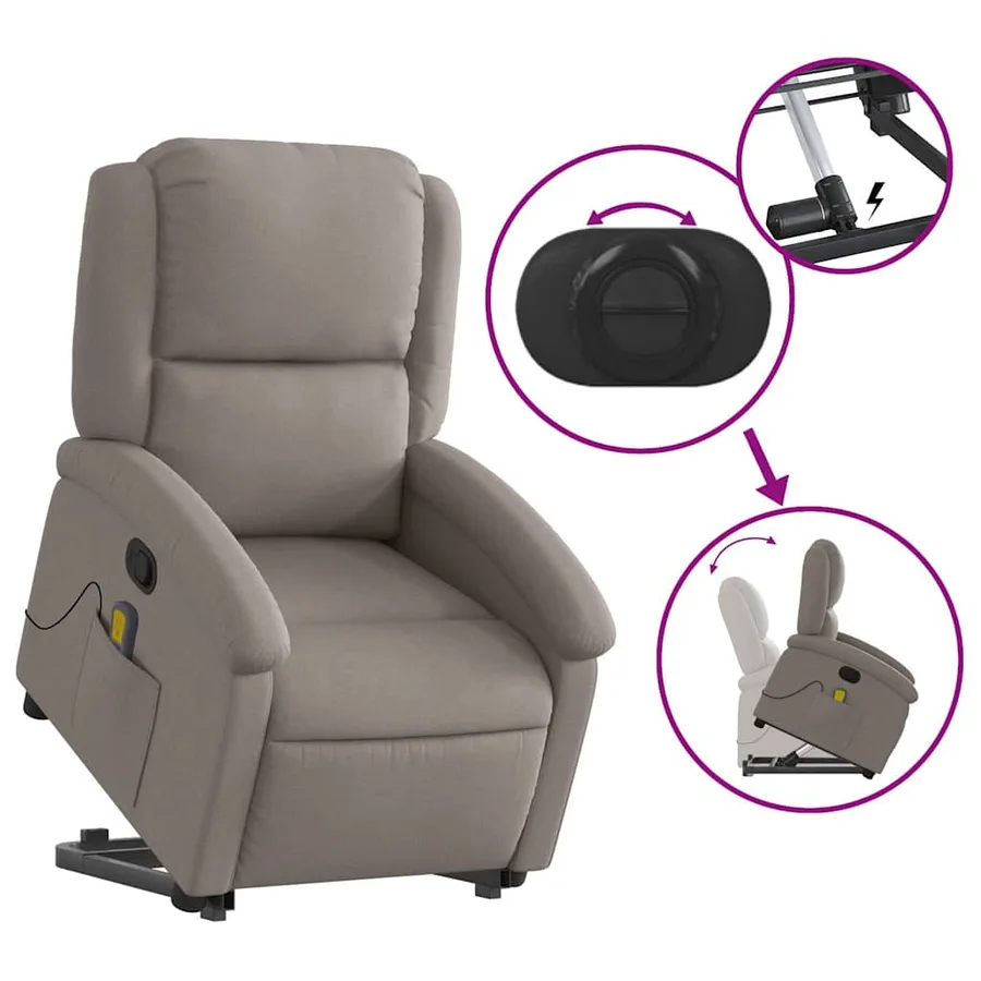 Fauteuil inclinable de massage Taupe Tissu - 6