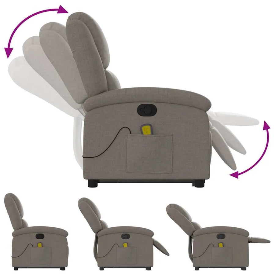 Fauteuil inclinable de massage Taupe Tissu - 7