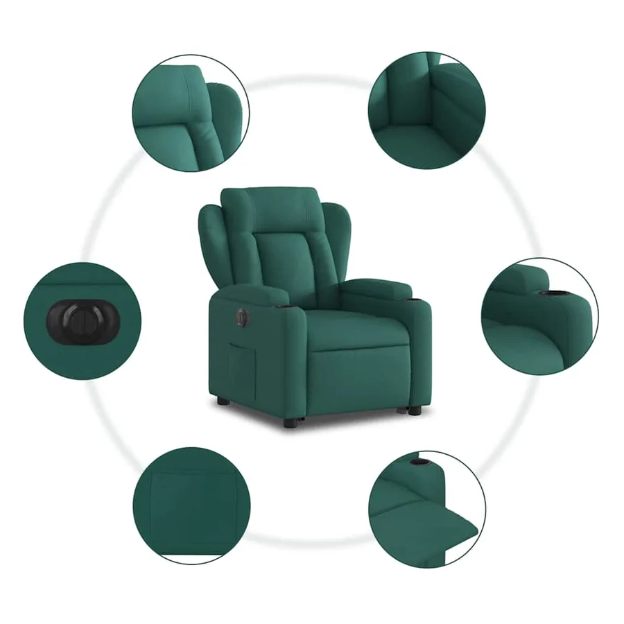 Fauteuil inclinable électrique vert foncé tissu - 8