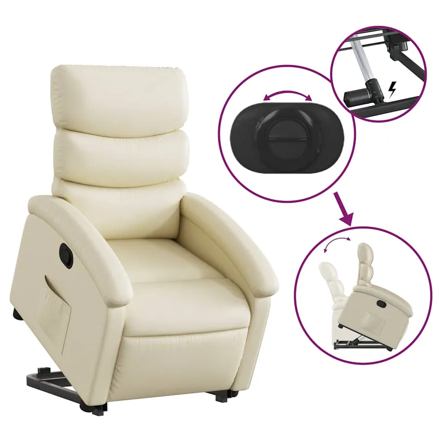 Fauteuil inclinable Crème Similicuir - 6