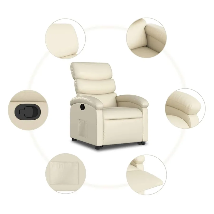 Fauteuil inclinable Crème Similicuir - 8