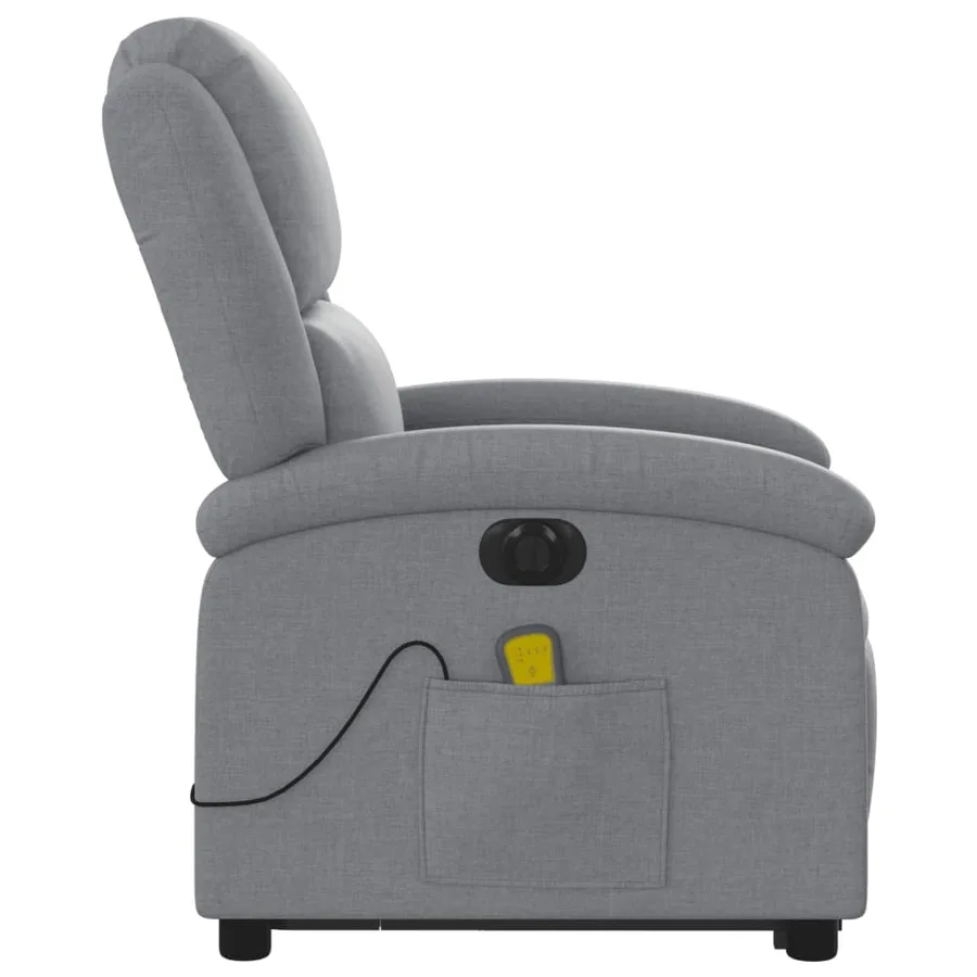 Fauteuil inclinable de massage électrique Gris clair Tissu - 10