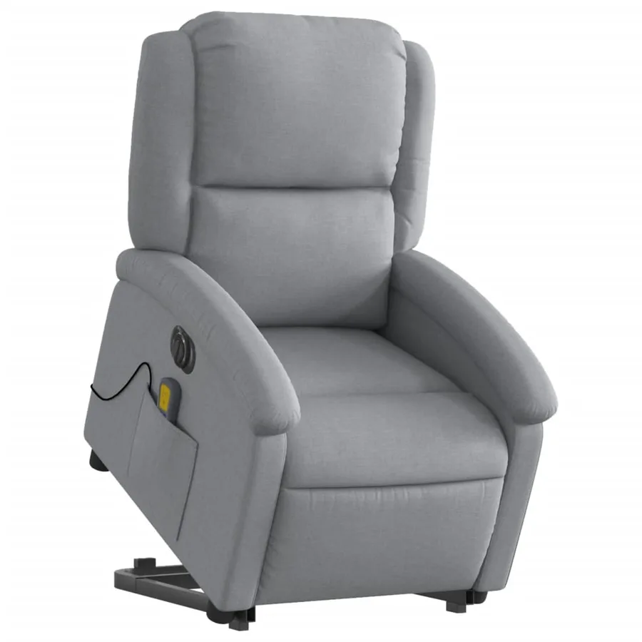 Fauteuil inclinable de massage électrique Gris clair Tissu - 3