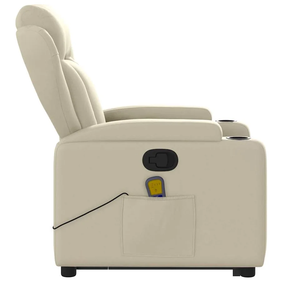 Fauteuil inclinable de massage Crème Similicuir - 10