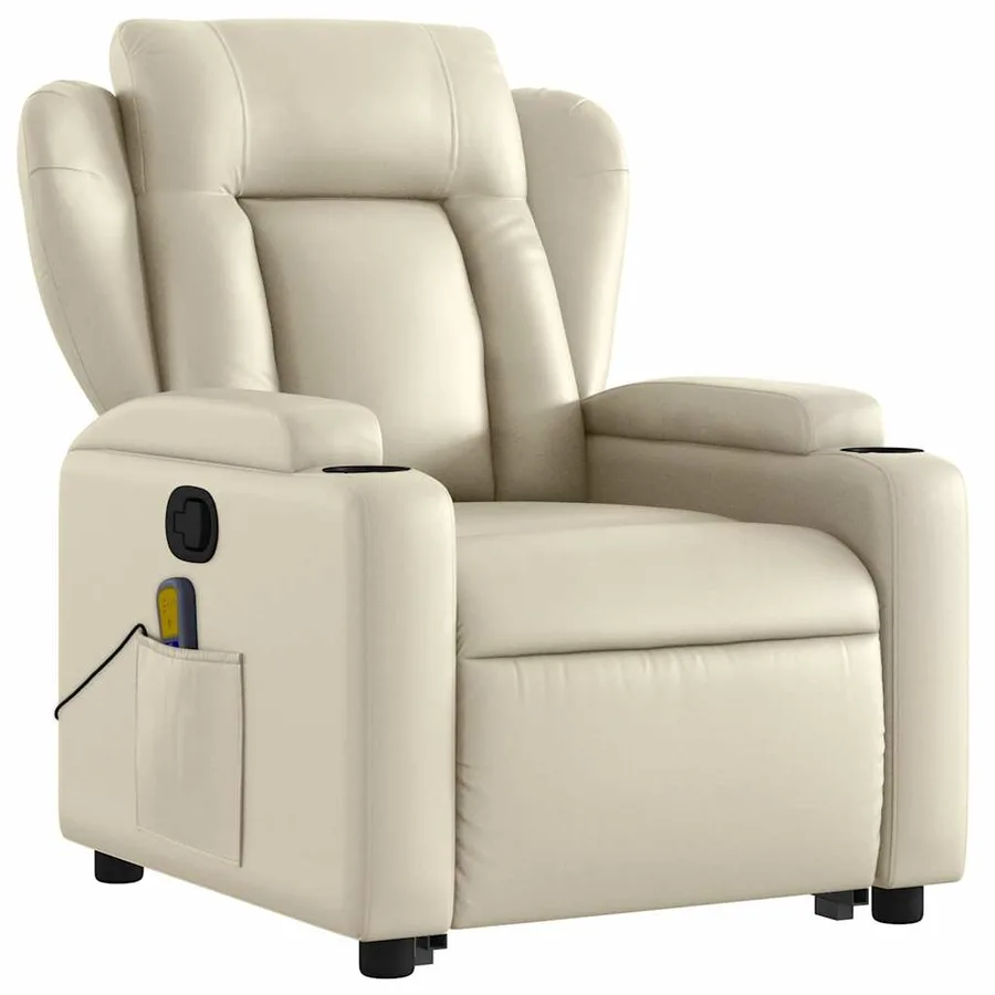 Fauteuil inclinable de massage Crème Similicuir - 4