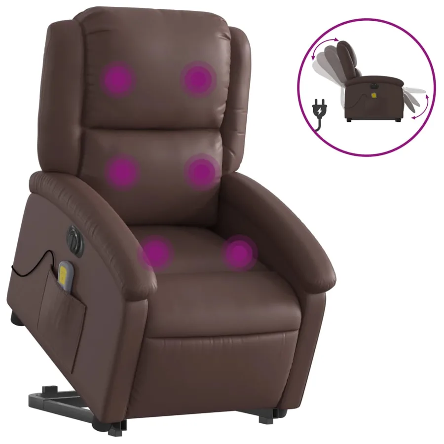 Fauteuil inclinable de massage électrique marron similicuir - 2