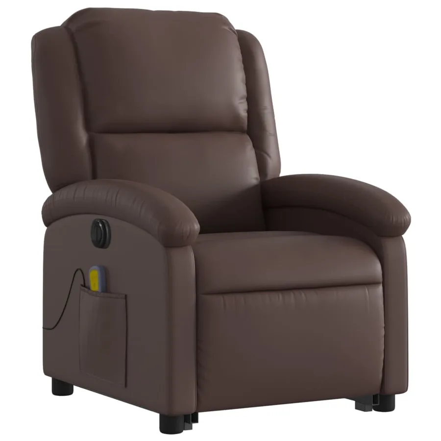 Fauteuil inclinable de massage électrique marron similicuir - 4