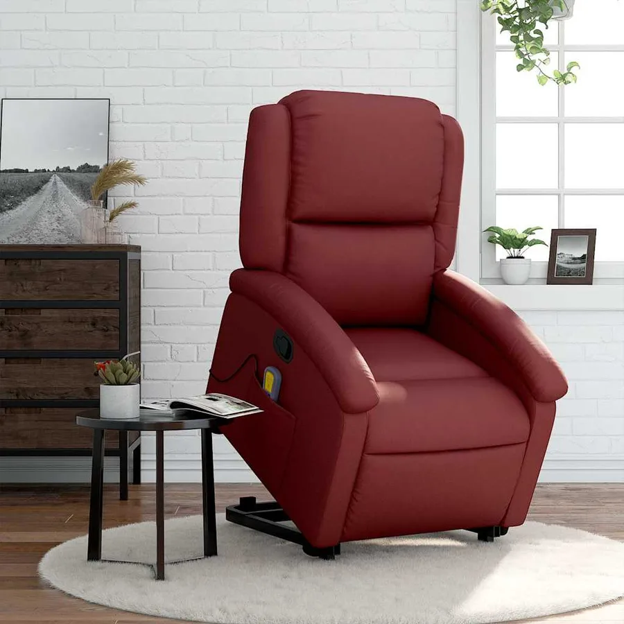 Fauteuil inclinable de massage Rouge bordeaux Similicuir - 16