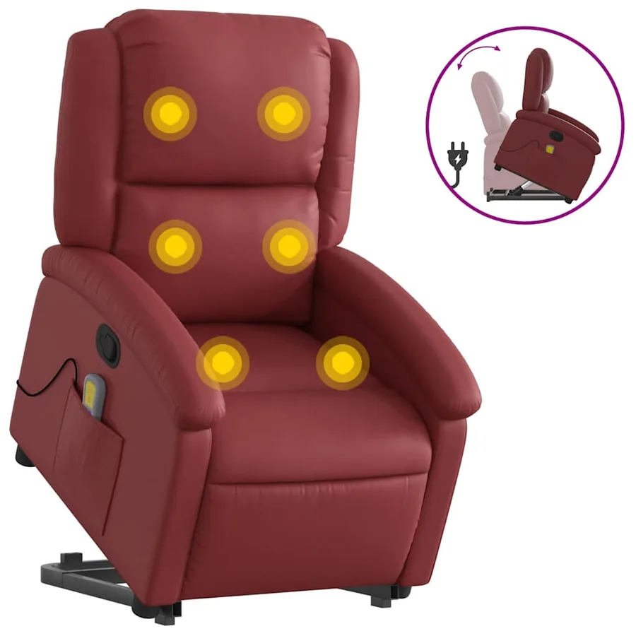 Fauteuil inclinable de massage Rouge bordeaux Similicuir - 2