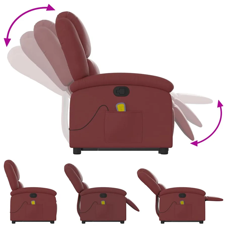 Fauteuil inclinable de massage Rouge bordeaux Similicuir - 7